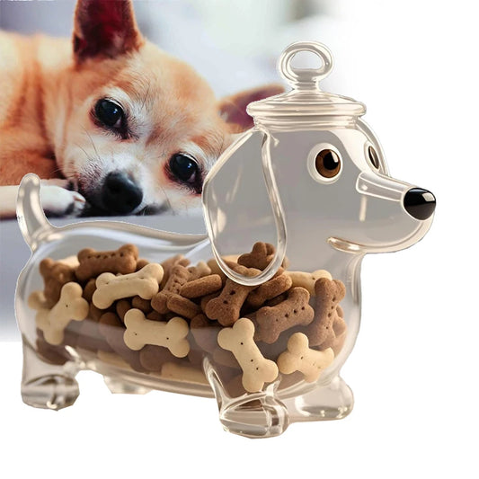 Dog Themed Glass Snack Jar Food Storage Container